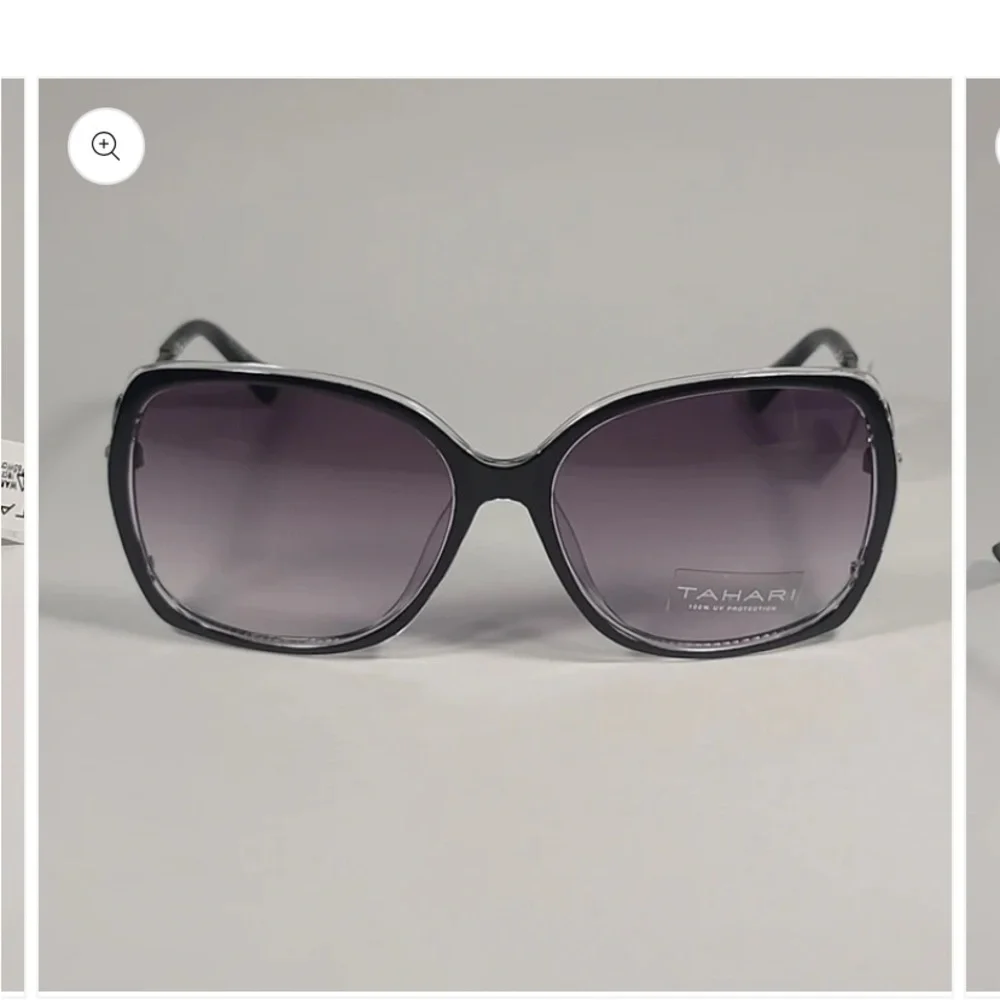 Tahari TH 724 Black Frame charcoal lens oversize  Sunglasses